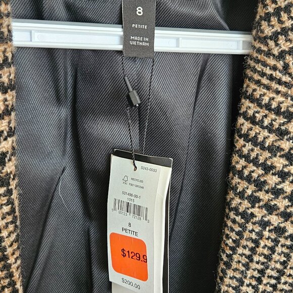 Banana Republic Wool Blend Plaid Blazer 8 Petite - Picture 5 of 9